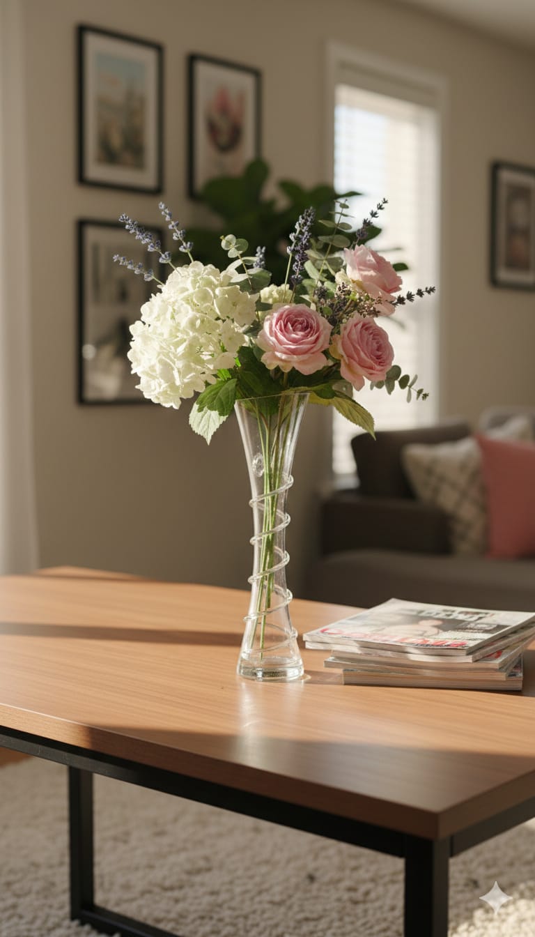 Crystal Clear Spiral Stem Glass Flower Vase 29cm