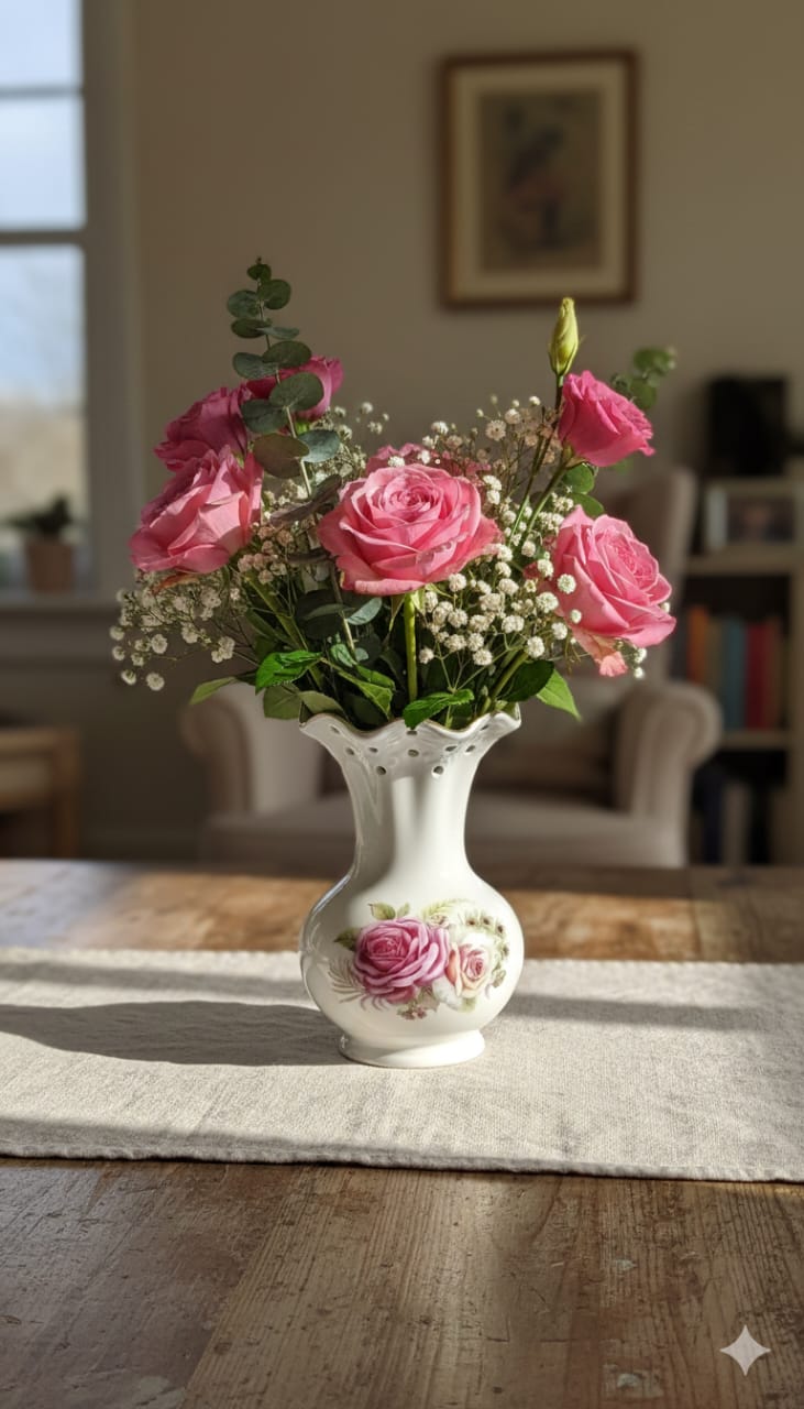 Luxury Bone China Flower Vase 15x39cm