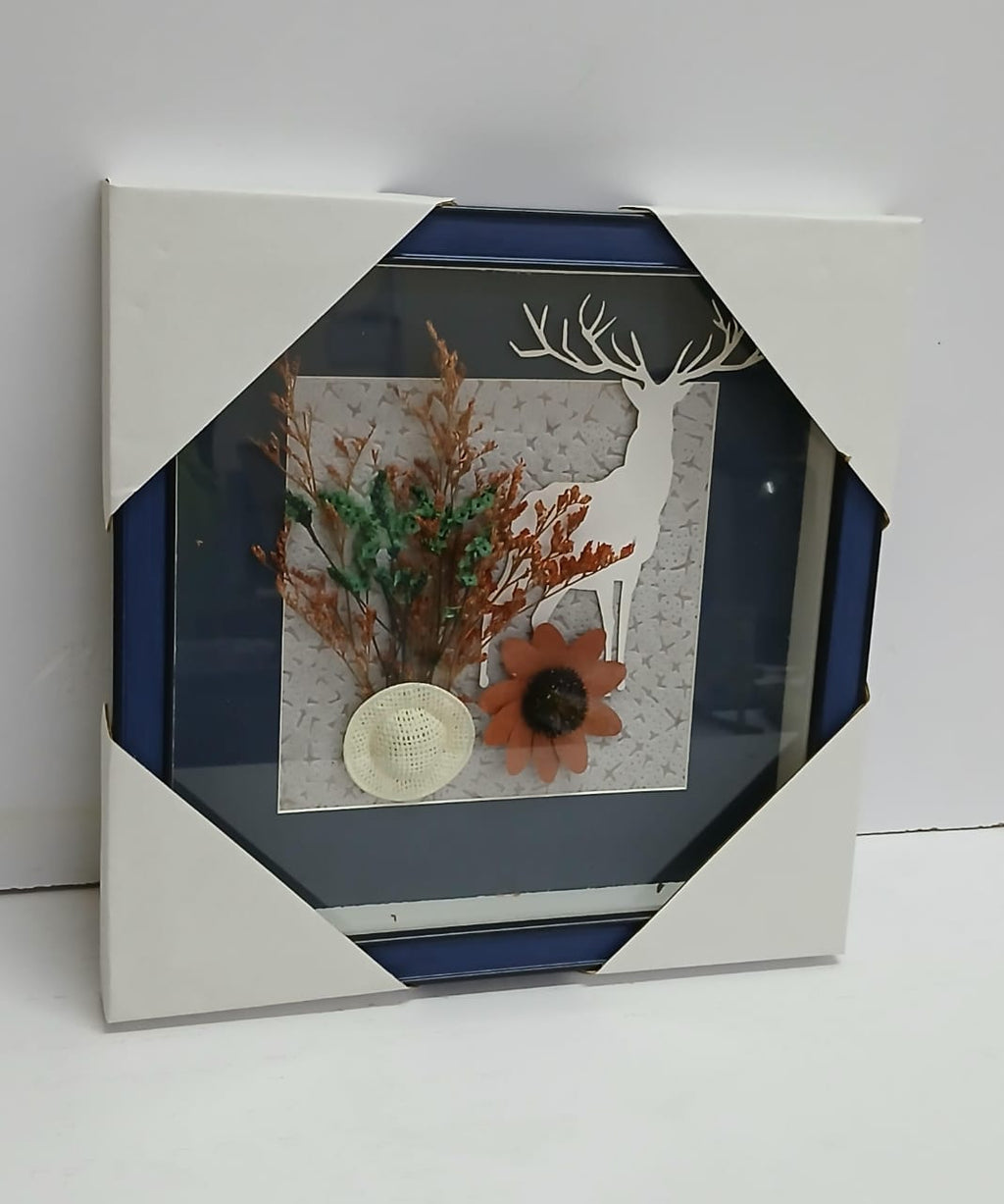 3D Floral Wall Hanging Deco Frame – 30×30cm Square Shadow Box with Dried Flowers