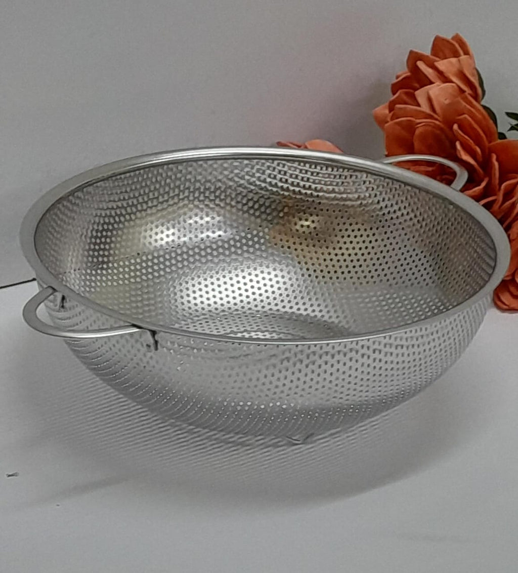 Stainless Steel Basket Strainer Colander – Fruit, Vegetable & Pasta Drain Bowl with Handles
