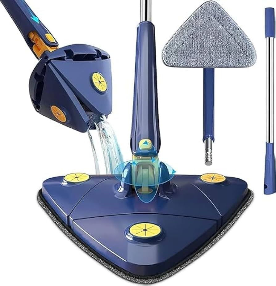 Long Handle Triangular Twist Mop with Microfiber Cloths