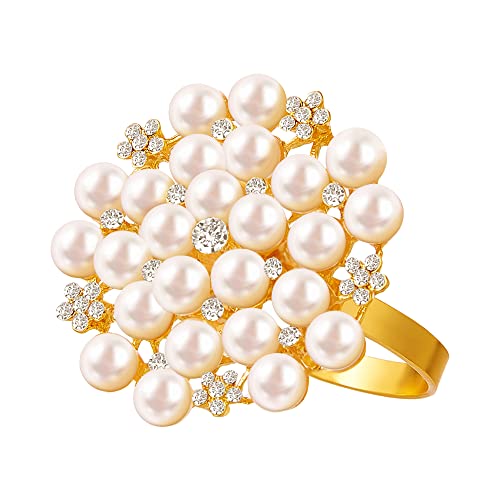 Gold Rhinestone Pearl Napkin Ring