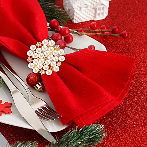 Gold Rhinestone Pearl Napkin Ring