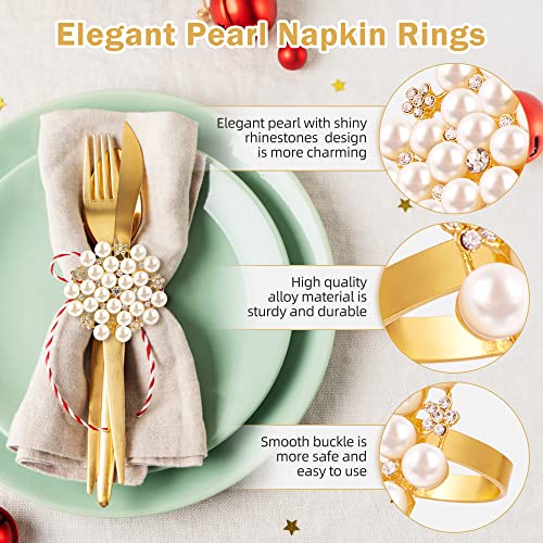 Gold Rhinestone Pearl Napkin Ring