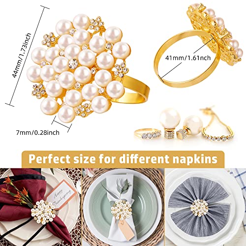 Gold Rhinestone Pearl Napkin Ring
