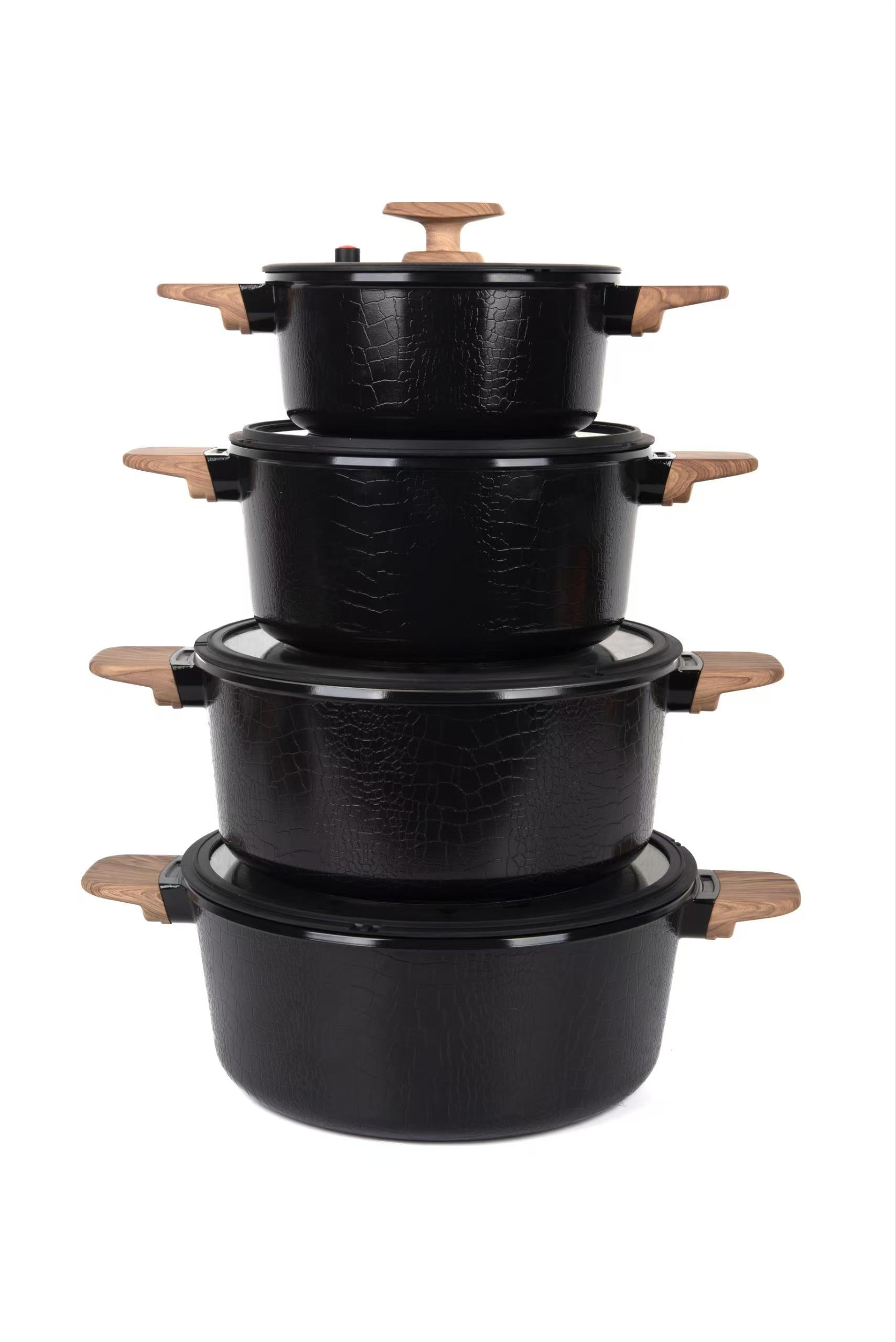 MGC Premium Crocodile Series 8-Piece Die-Cast Marble Ceramic Aluminium Pot Set