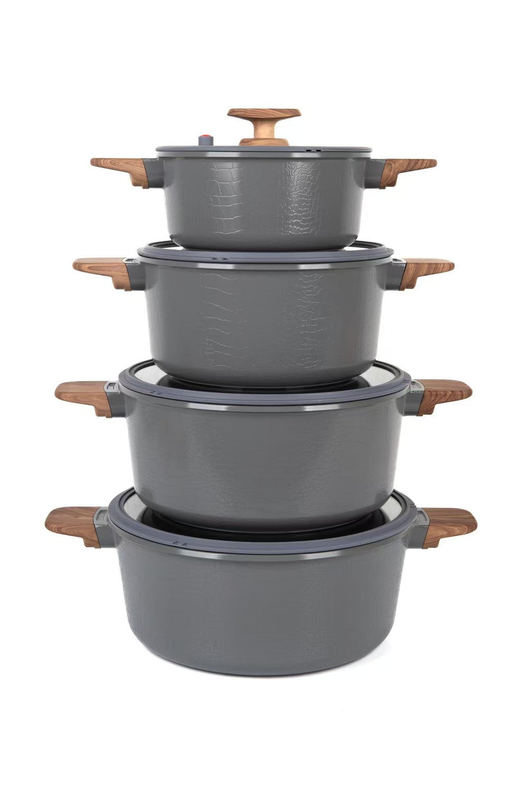 MGC Premium Crocodile Series 8-Piece Die-Cast Marble Ceramic Aluminium Pot Set