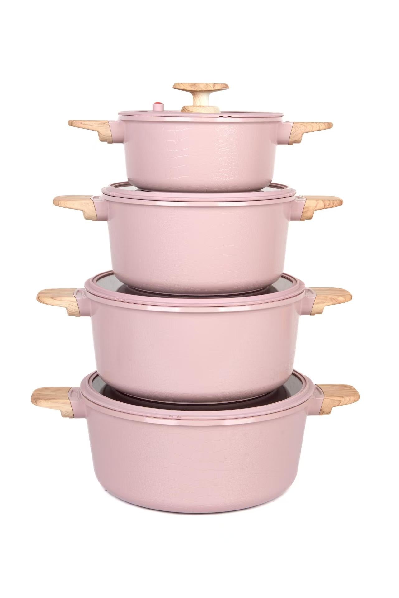 MGC Premium Crocodile Series 8-Piece Die-Cast Marble Ceramic Aluminium Pot Set