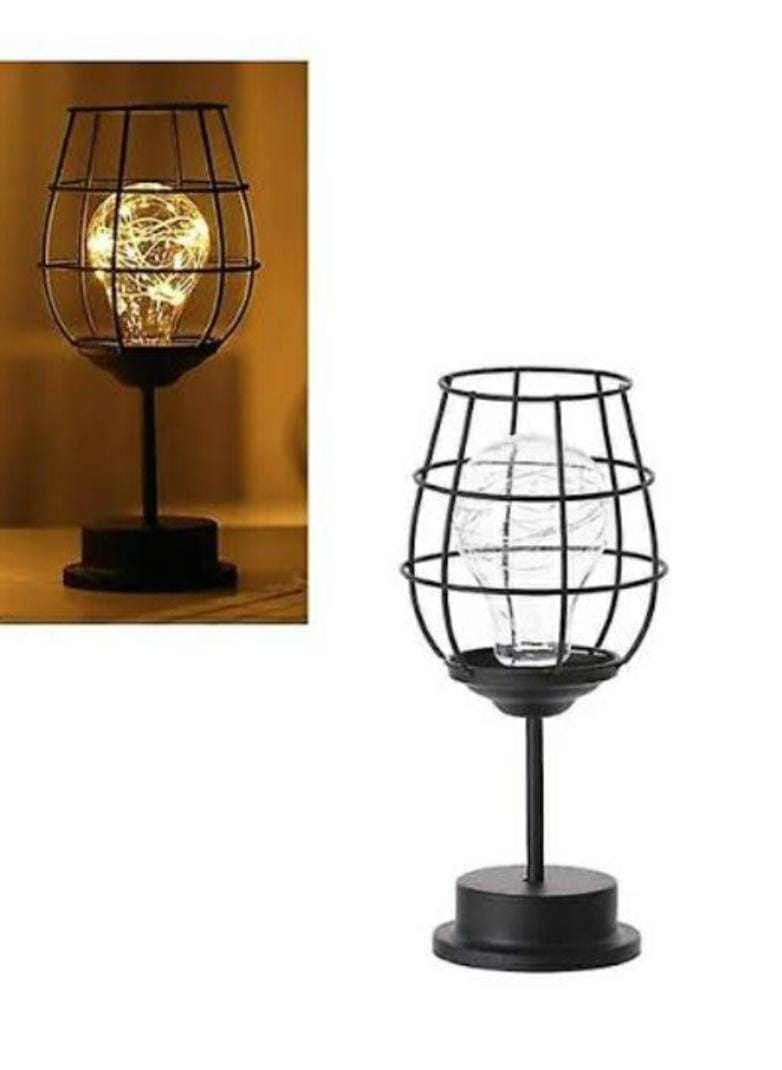 Decorative Battery Powered Wire Cage Table Lamp – Vintage Industrial LED Bulb | 2 Styles