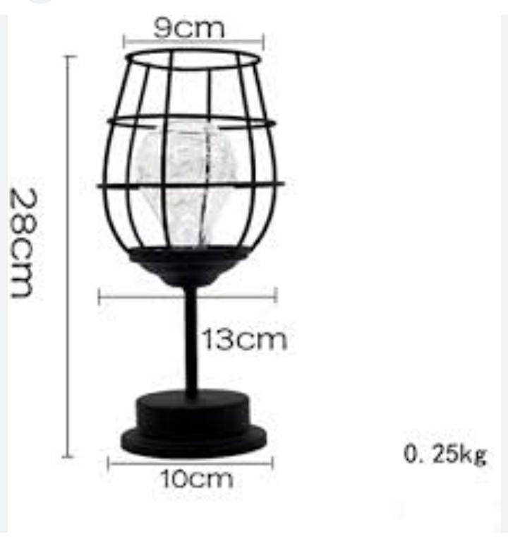 Decorative Battery Powered Wire Cage Table Lamp – Vintage Industrial LED Bulb | 2 Styles
