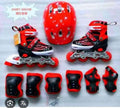 Kids Inline Roller Skates Set – Shoes, Helmet & Guards | Sizes S/M/L | Red & Blue