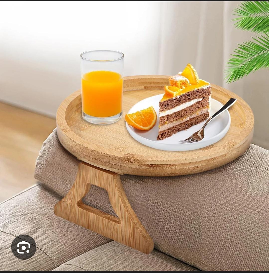 Bamboo Multi-Functional Sofa Armrest Table – Couch Arm Tray | Fits Wide & Narrow Armrests