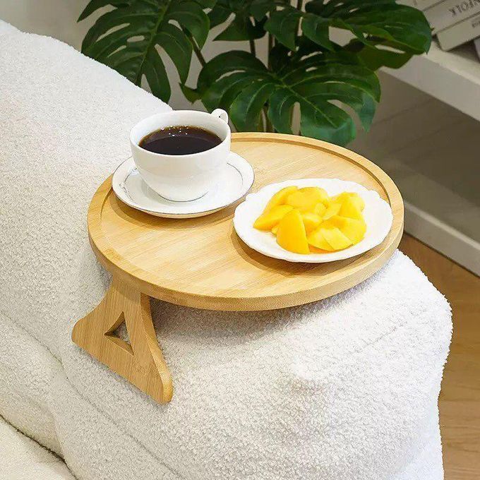 Bamboo Multi-Functional Sofa Armrest Table – Couch Arm Tray | Fits Wide & Narrow Armrests