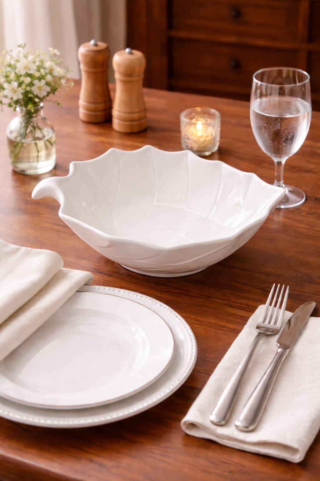Luxury Ceramic Leaf Serving Bowl 12"