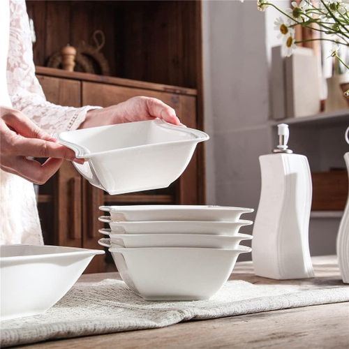 Fancy Wavy Porcelain Bowl Set of 6
