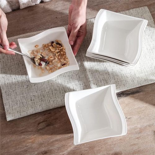 Fancy Wavy Porcelain Bowl Set of 6