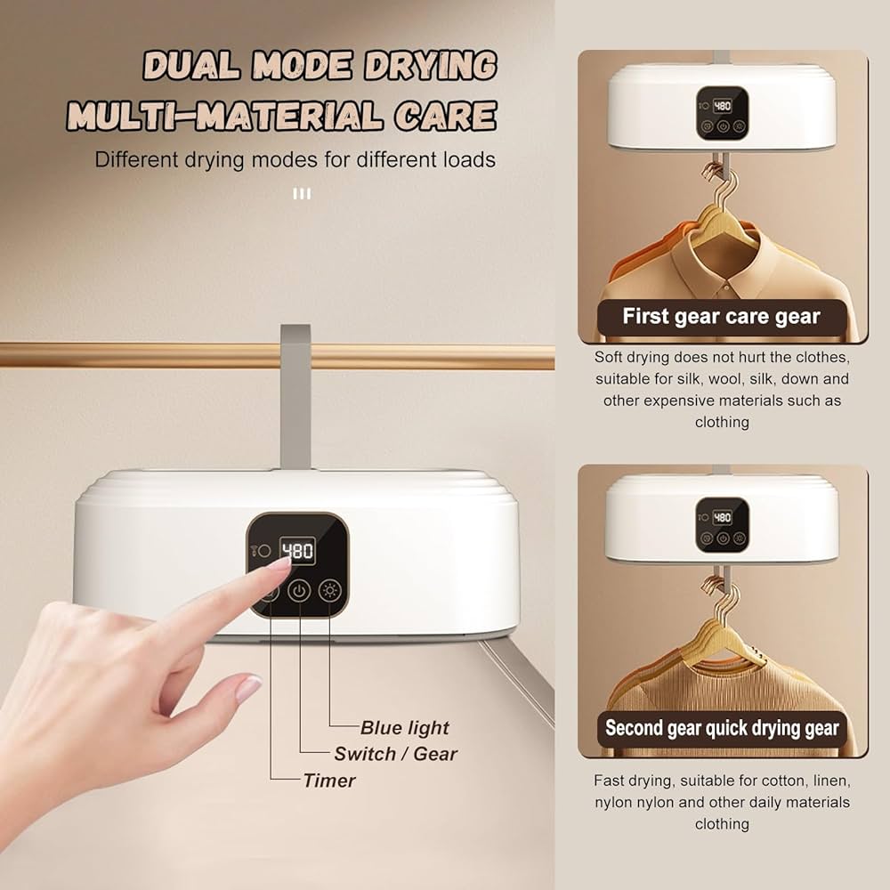 MOJOCO Portable Folding Clothes Dryer – 10KG 600W | Dual Mode Drying, Timer, UV Sterilisation