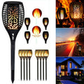 6-Pack Solar LED Flame Torch Lights – Waterproof Outdoor Garden Stake Lamps | Realistic Flame Effect