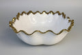 Square Ceramic Bowl – Deep Flower Rim with Gold Details
