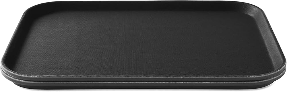 Black Rectangular Non-Slip Serving Tray – 56x41cm Heavy Duty Rubber Lined