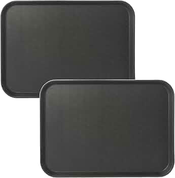 Black Rectangular Non-Slip Serving Tray – 56x41cm Heavy Duty Rubber Lined