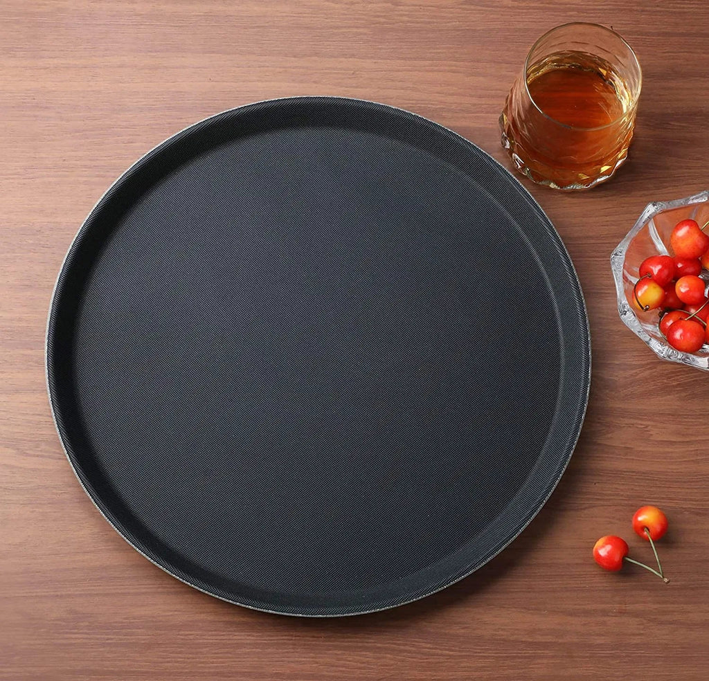 Black Rectangular Non-Slip Serving Tray – 56x41cm Heavy Duty Rubber Lined