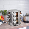 Rotating Stainless Steel Spice Rack – 12 Jar Carousel | 360° Swivel Countertop Organiser