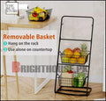 3-Layer Black Metallic Mesh Storage Rack – Removable Baskets | Fruit, Vegetable & Home Organiser