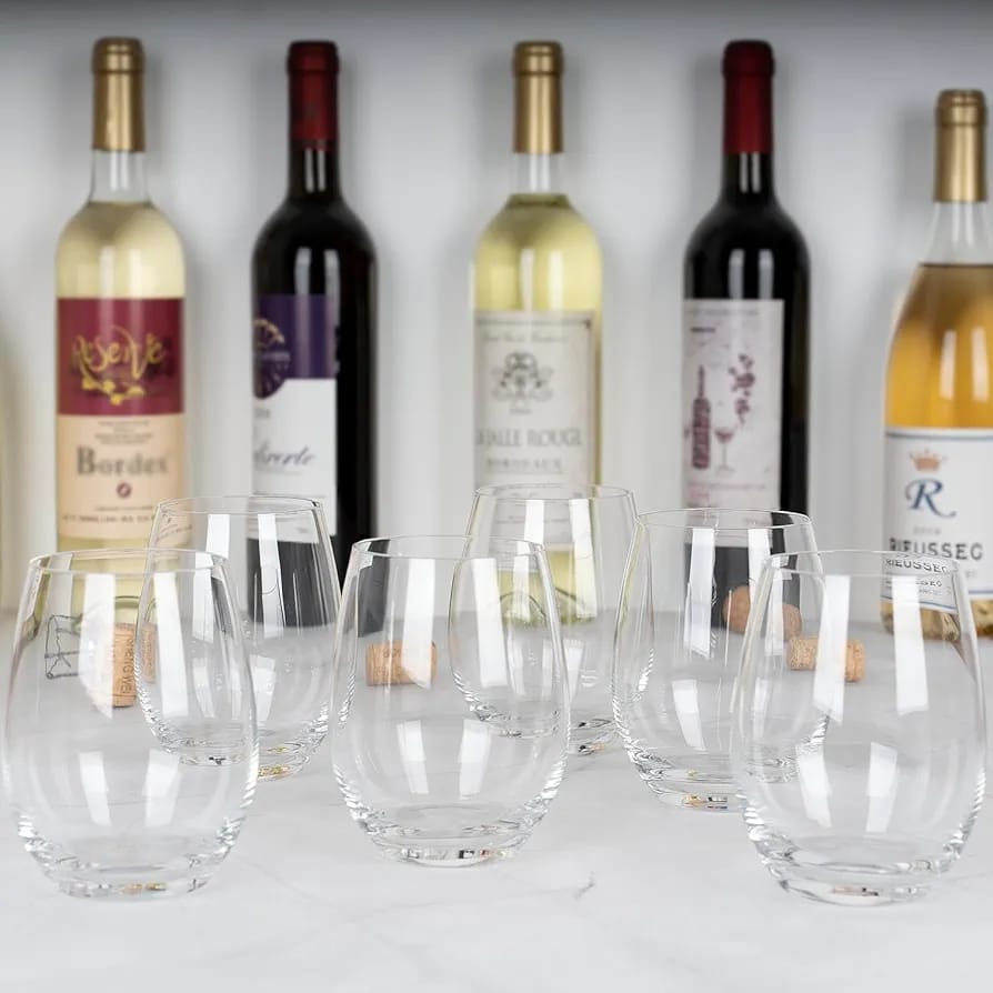 Clear Oval Stemless Wine Glass Set of 6
