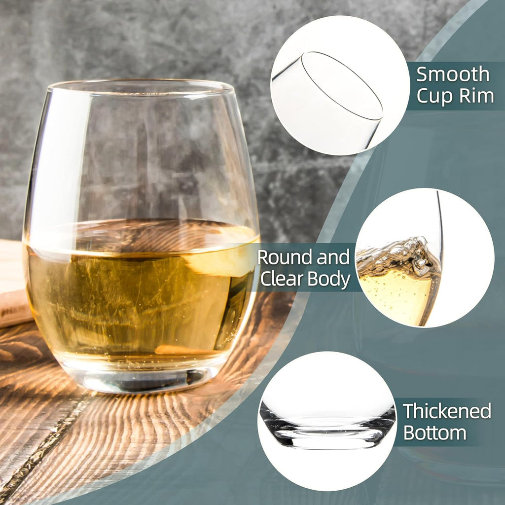 Clear Oval Stemless Wine Glass Set of 6
