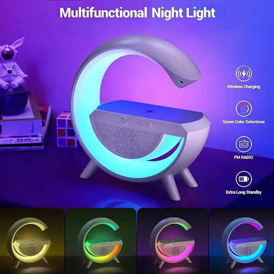 G63 Smart RGB Night Light – Wireless Charger, Bluetooth Speaker, FM Radio & Alarm Clock | 16M Colours
