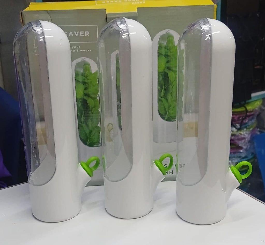 Fresh Herb Saver Fridge Storage Container – Keeps Herbs Fresh Up to 3 Weeks | 24.5cm | White & Green