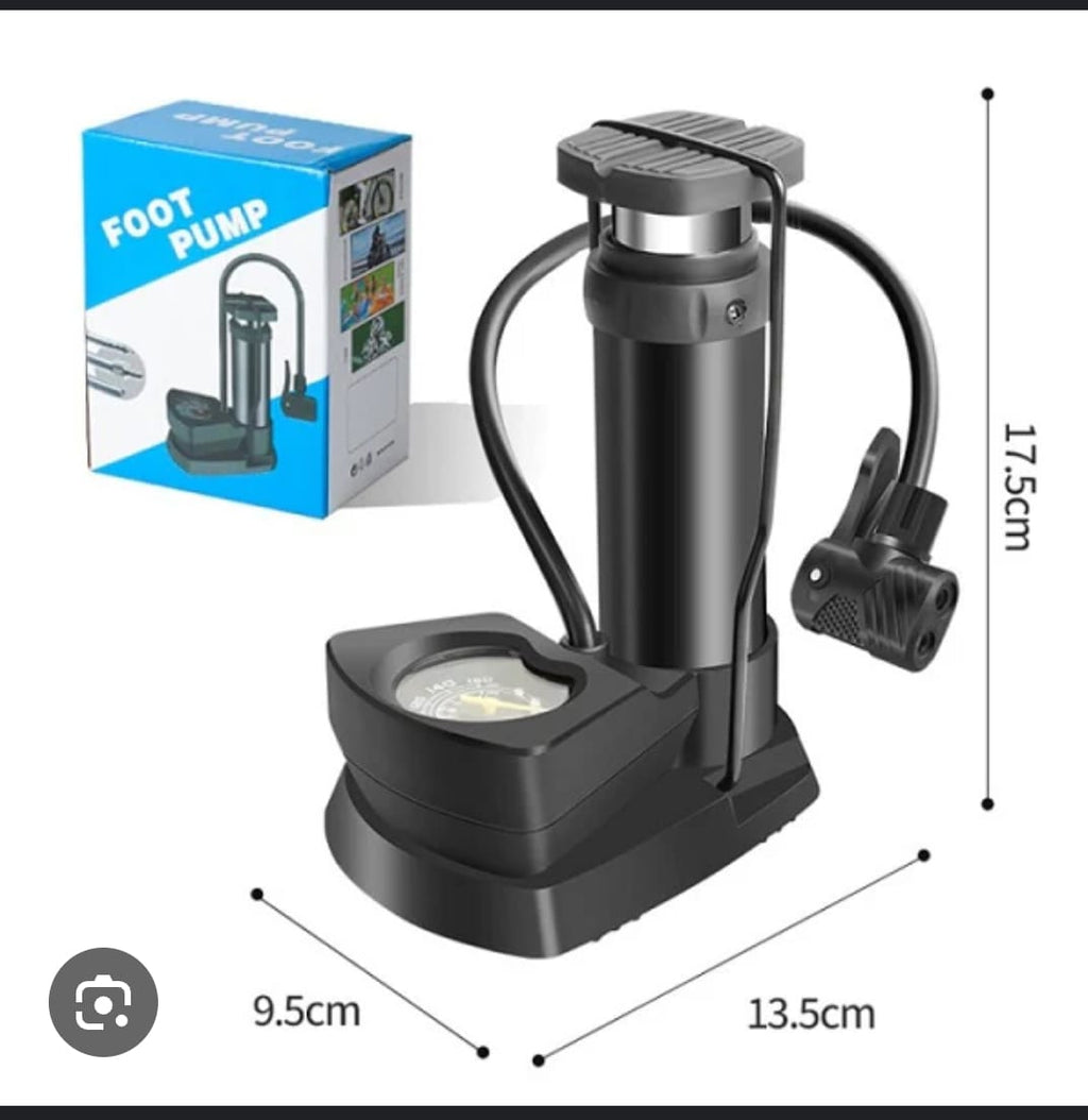 High Pressure Portable Foot Pump with Pressure Gauge – For Cars, Bicycles, Motorcycles & Sports Balls