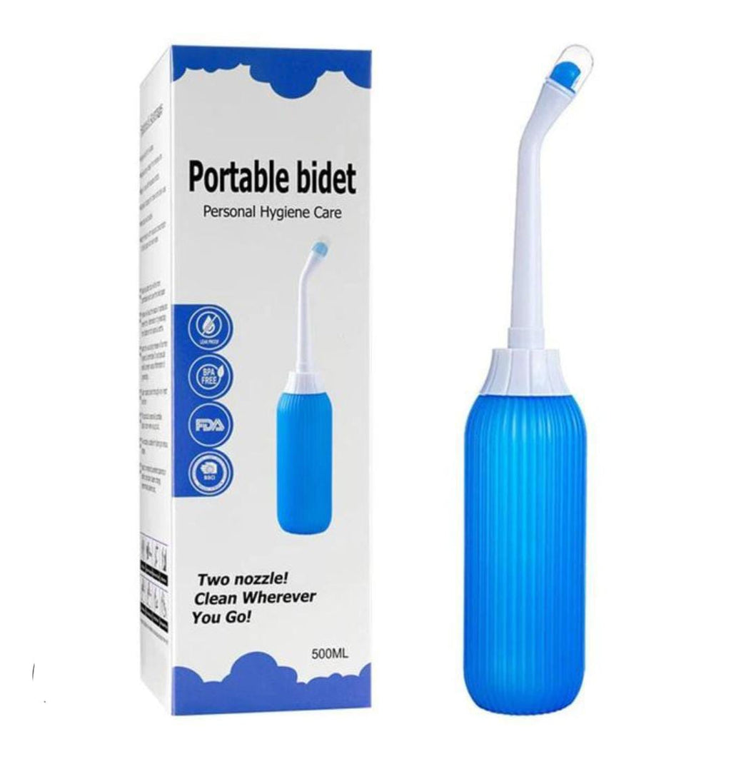 Portable Bidet 500ml – Personal Hygiene Care | 2 Nozzles | BPA Free & FDA Approved | Travel Bag Included