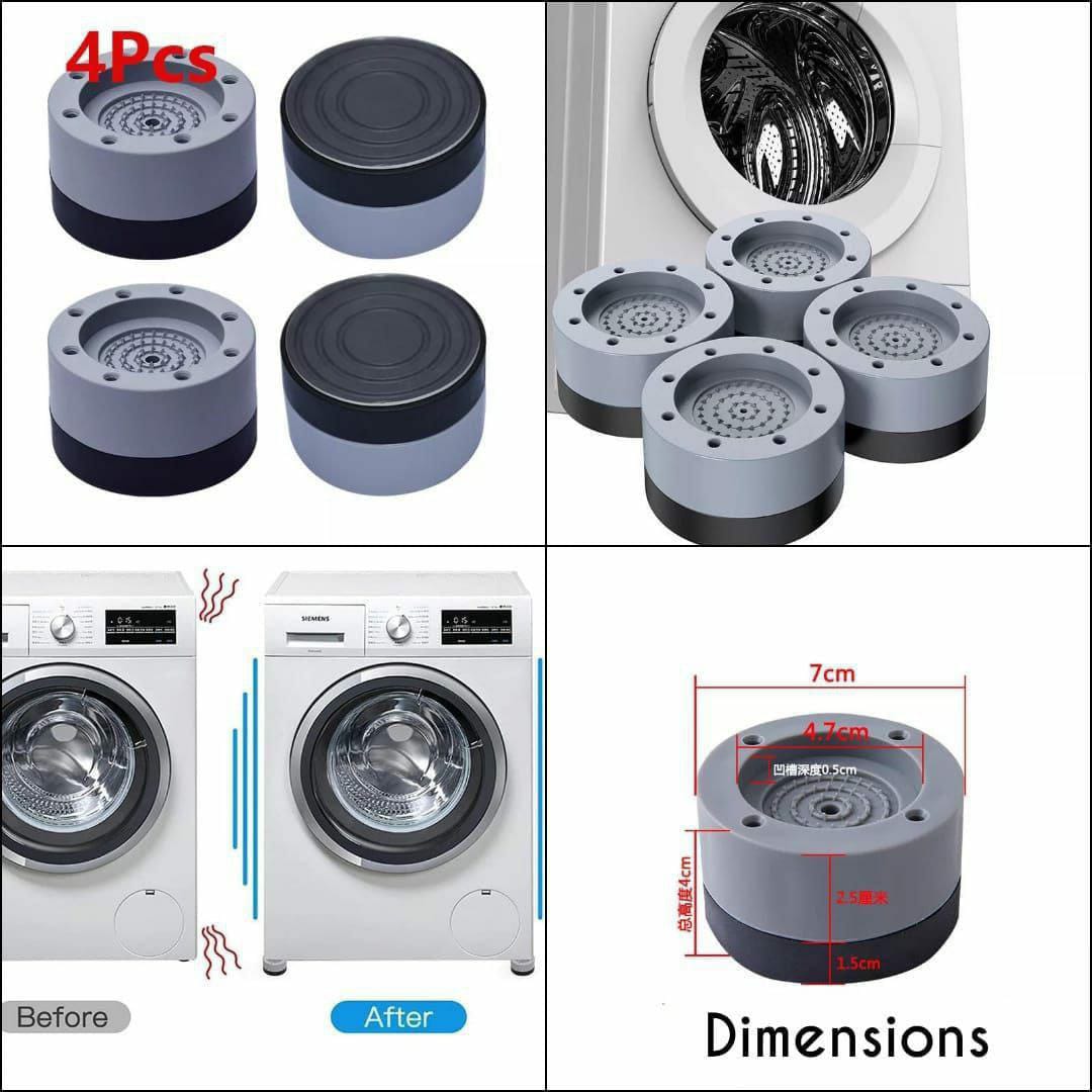 4-Pack Anti-Vibration Pads – Rubber Shock Absorber Feet for Washing Machine, Dryer, Fridge & Furniture