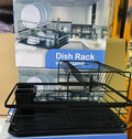 Single Tier Advanced Black Dish Rack – With Drip Tray, Utensil Holder & Wire Stand