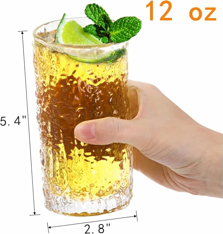 Ice Texture Crystal Drinking Glasses Set of 6