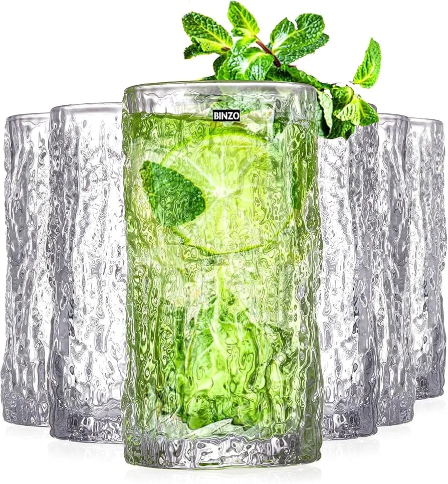 Ice Texture Crystal Drinking Glasses Set of 6