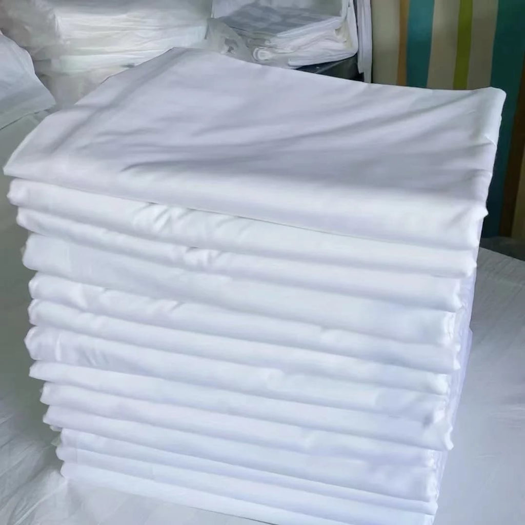 Cotton White Plain Bedsheet Set – 2 Flat Sheets + 4 Pillowcases
