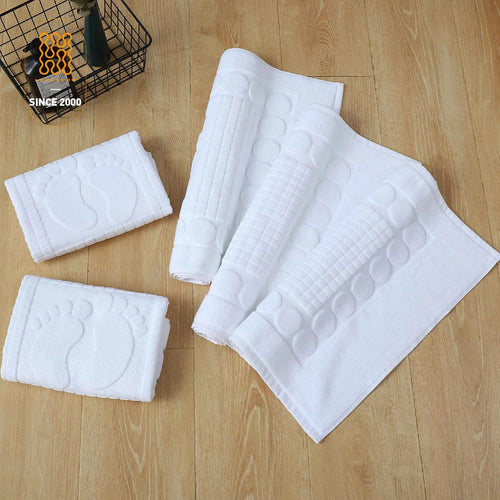 Cotton Bathroom Mat – White | 50cm x 80cm | Embossed Foot Design
