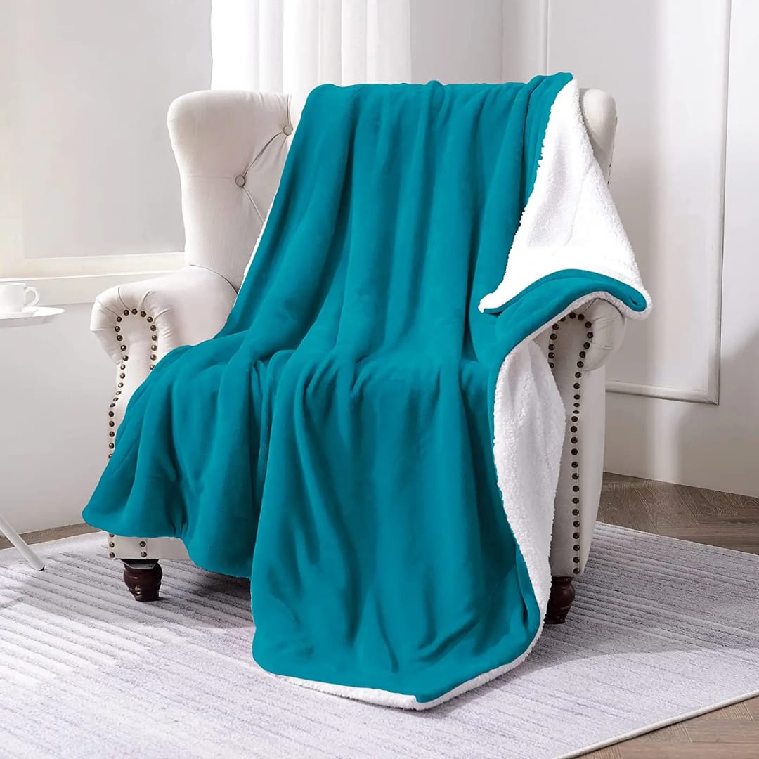 King Size Coral Fleece Sherpa Blanket – Double-Sided | 5 Colours