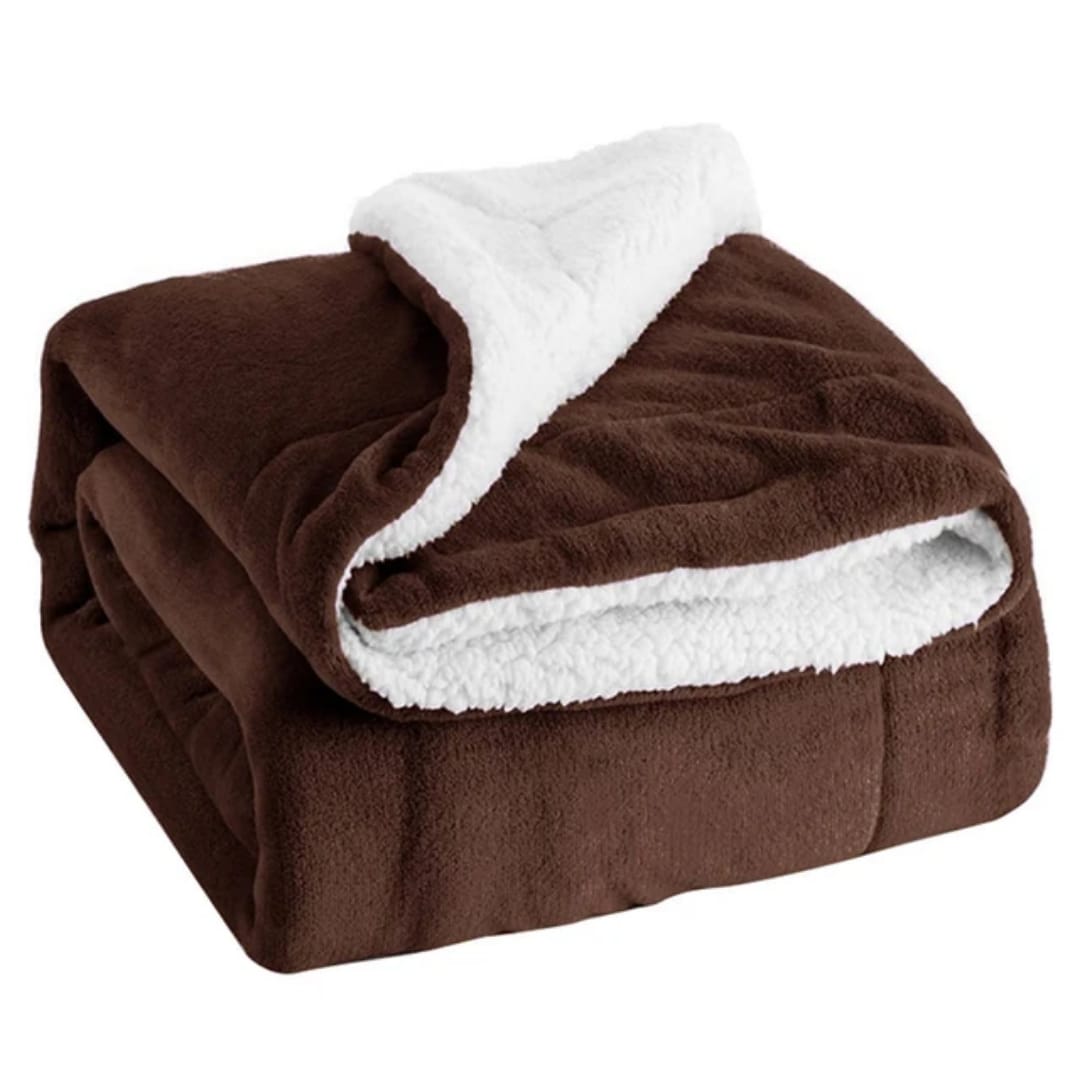 King Size Coral Fleece Sherpa Blanket – Double-Sided | 5 Colours