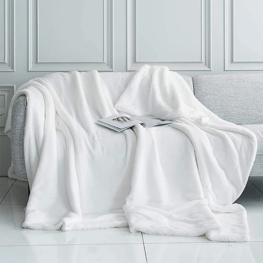King Size Coral Fleece Sherpa Blanket – Double-Sided | 5 Colours