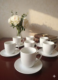 White Ceramic Cup & Saucer Set of 6