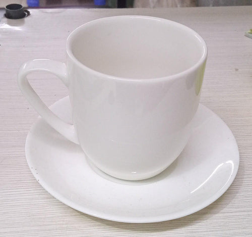 White Ceramic Cup & Saucer Set of 6
