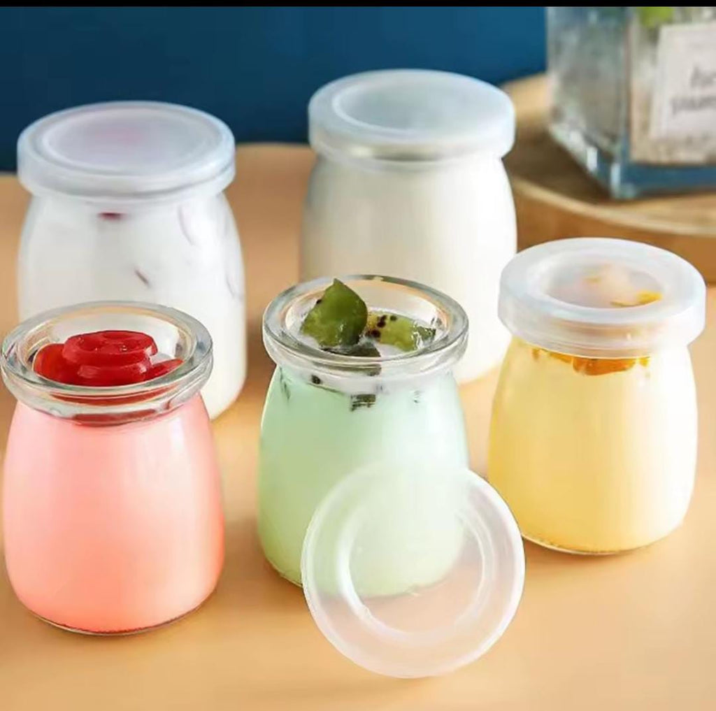 Glass Storage Jar 200ml with Plastic Lid – Set of 6