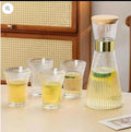 Glass Carafe with Glasses Set – Stripe Style (Gold & Clear)