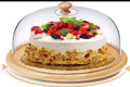 Bamboo Cake & Fruit Stand with Acrylic Dome Cover – 30cm