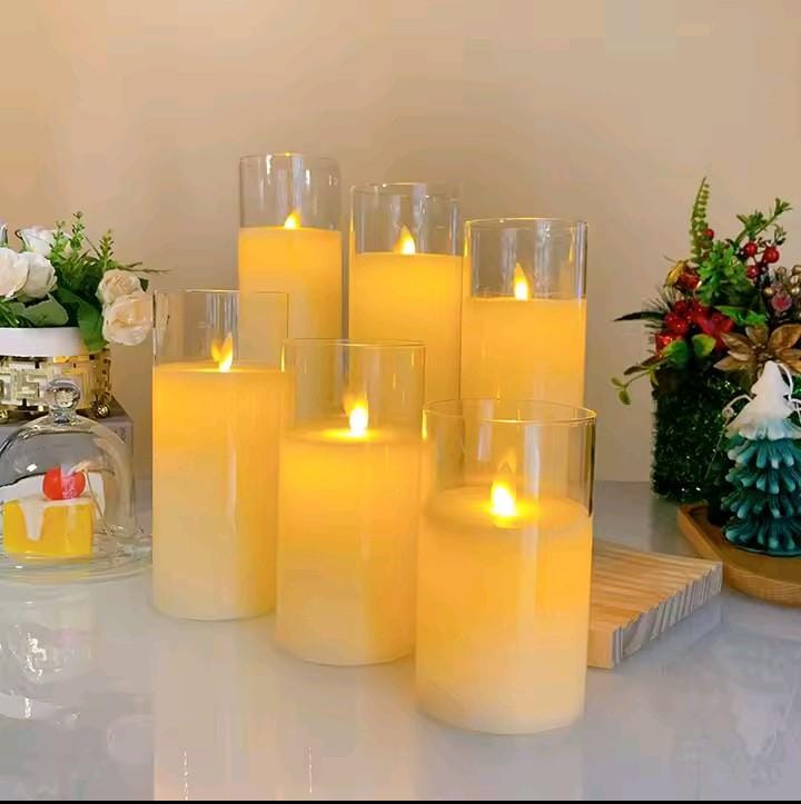 3-in-1 LED Decorative Candles – Set of 3pcs (Acrylic Glass)