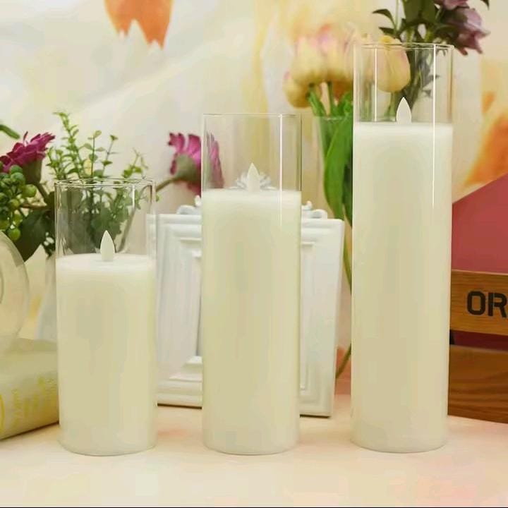 3-in-1 LED Decorative Candles – Set of 3pcs (Acrylic Glass)